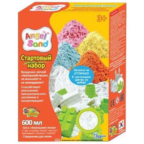 Песок для творчества"Angel Sand", 600г, цвет белый, 2 формочки