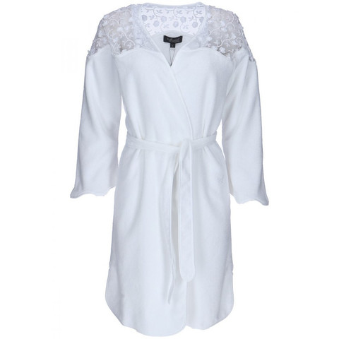 ROSELLA белый махровый женский халат Soft Cotton (Турция)