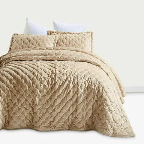 Покрывало 250х260 и 2 декоративные наволочки Arya home Ansel бежевый