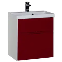 Aquanet 179938 Компл.1 - Тумба Латина 60 цв.белый (фасад бордо) 2 ящ. (179938) фото