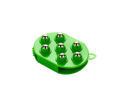 Массажер-варежка с 7 массажными шариками, цвет зеленый