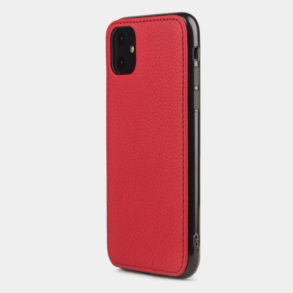 Чехол-накладка для iPhone 11 из натуральной кожи теленка, красного цвета