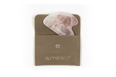 ALMASPA Скребок гуаша из розового кварца в бархатном мешочке