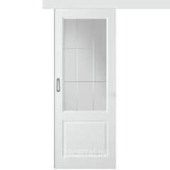 Купить Межкомнатная одностворчатая дверь купе эмаль VFD Dorren Polar белая остеклённая
