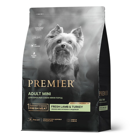 Корм Premier Dog Lamb&Turkey ADULT Mini свежий ягненок и индейка для мини собак 1 кг (Премьер)