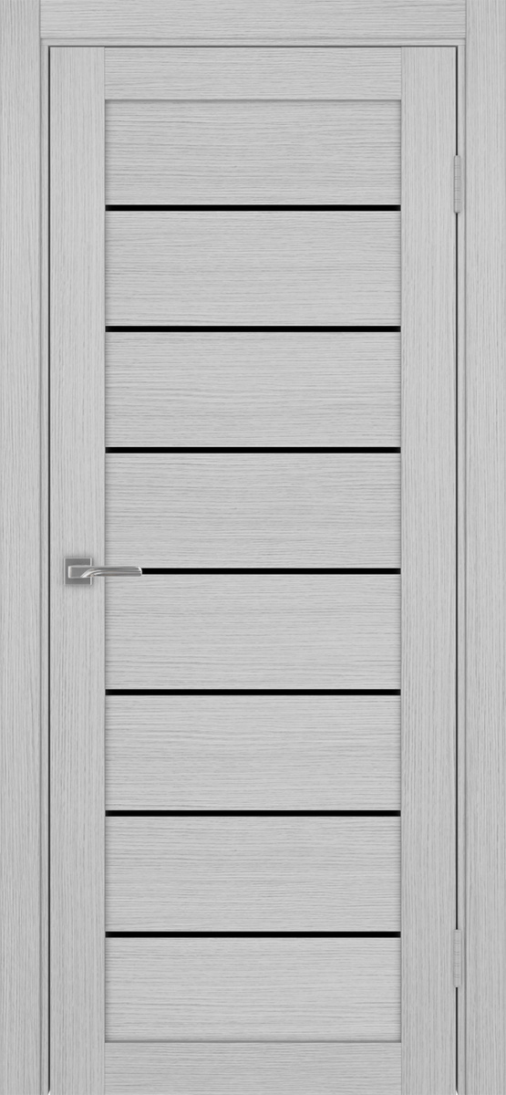 Дверь межкомнатная Оптима Порте Турин 508.12, цвет серый дуб, экошпон, стекло лакобель черное