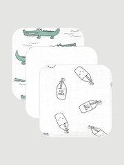 Сет из 3х муслиновых салфеток Mjölk Молоко/White/Крокодилы