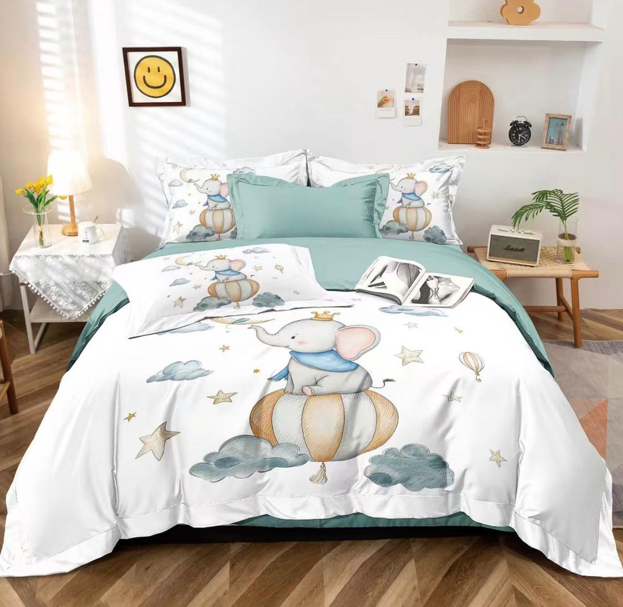 Постельное белье 1.5 Полуторка Сатин Детское Слоник