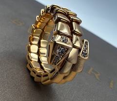 Кольцо ЗМЕЯ-SERPENTI двойная lux качество VGOLD розовое золото