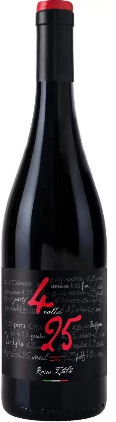Вино 4 вольте 25 красное сухое столовое 0,75л.(403)