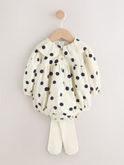 Платье-песочник и колготки в комплекте для девочки Next W59-397, Молочный