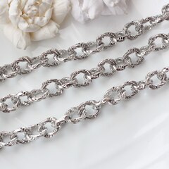 Цепочка с витым плетением 17*13 мм, родий, 50 см, А010