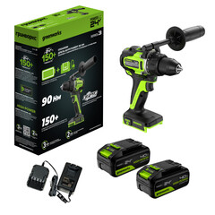 Дрель-шуруповерт Greenworks GD24DD90 24V (90Нм) аккумуляторная, без АКБ и ЗУ