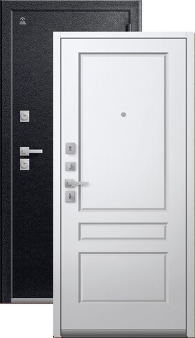 Теплая дверь входная Центурион С-101 (2026), 2 замка, 2 мм металл, (черный муар+белый кашемир)