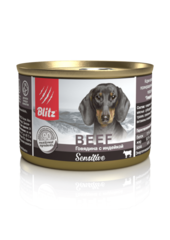 Влажный корм консервы Blitz Sensitive Dog Beef & Turkey (Pate) «Говядина с индейкой» для собак всех пород и возрастов 24шт 200гр