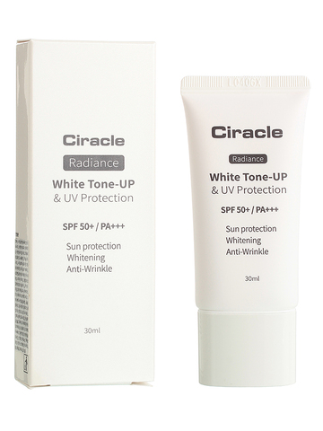 Осветляющий солнцезащитный крем для лица Radiance White Tone-Up & UV Protection  SPF50+ PA+++ CIRACLE
