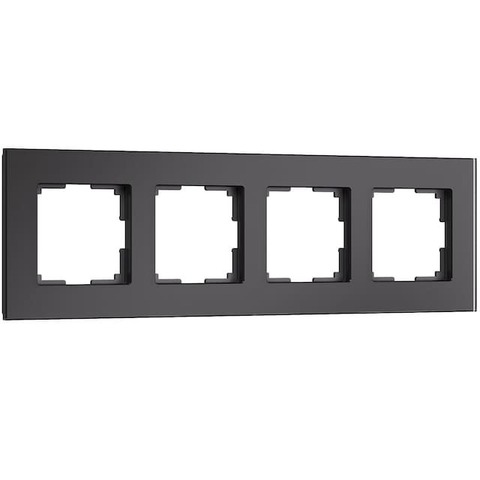 Рамка на 4 поста. Цвет Чёрный soft-touch. Werkel(Веркель). Senso. a064575 / W0043108