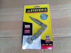 STAYER 80 мм, цельнометаллическая облегченная рукоятка, складной нож (47613)