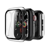 Силиконовый чехол 360 с полной защитой экрана для Apple Watch 38 мм (Прозрачный с черным)