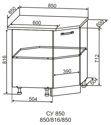 Кухня Олива шкаф нижний угловой 850*850