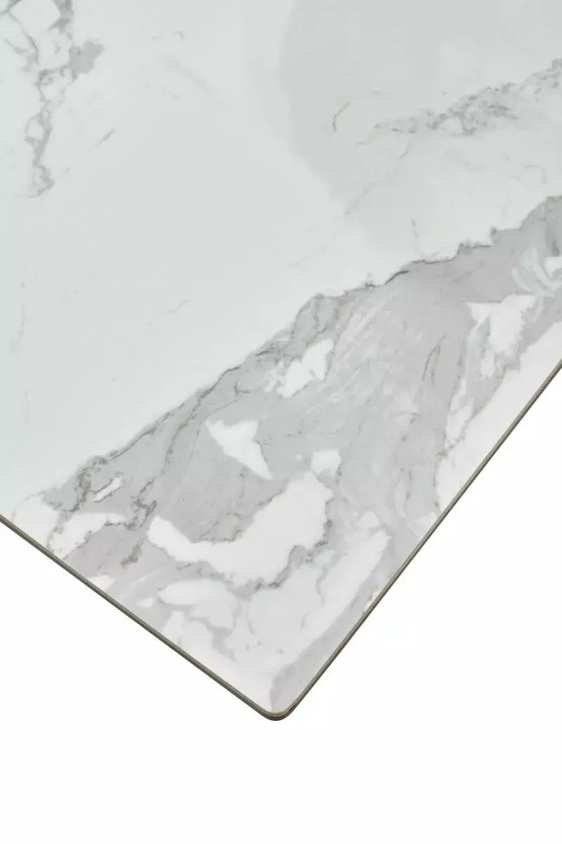 Стол CREMONA 140 HIGH GLOSS STATUARIO Белый мрамор глянцевый, керамика/ белый каркас, DISAUR