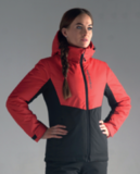 Женский утеплённый прогулочный лыжный костюм Nordski Montana Red-Black 2020 с лямками