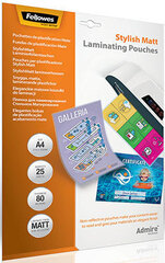 Пленка Fellowes Stylish Matte с клеевым слоем, А4, 80 мкм, 25 шт. Fellowes Admire FS-56021)