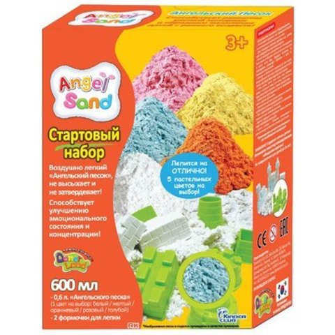 Песок для творчества"Angel Sand", 600г, цвет голубой, 2 формочки