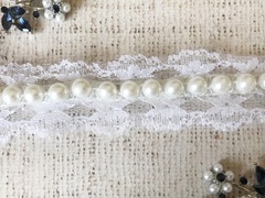 Тесьма текстильная капрон с жемчугом, ш. 2,5 см.