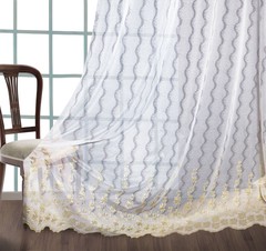 Тюль в гостиную 300*250 Haft 342851 ЛЮКС с золотистой вышивкой