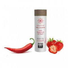 Съедобное масло для тела Клубника и Красный перец от Shiatsu 75 мл.