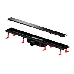 Am.Pm PrimeFlow W02SC-U11-080-04BM Душевой трап (лоток) 80 комбинированный затвор с черной матовой решеткой под плитку фото
