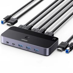 Переключатель UGREEN Switcher HDMI2.0 KVM 4K60Hz CM664 (15707) серый космос