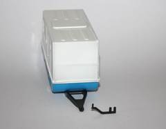 Camper Trailer with towing hitch white-blue Kompanion 1:43