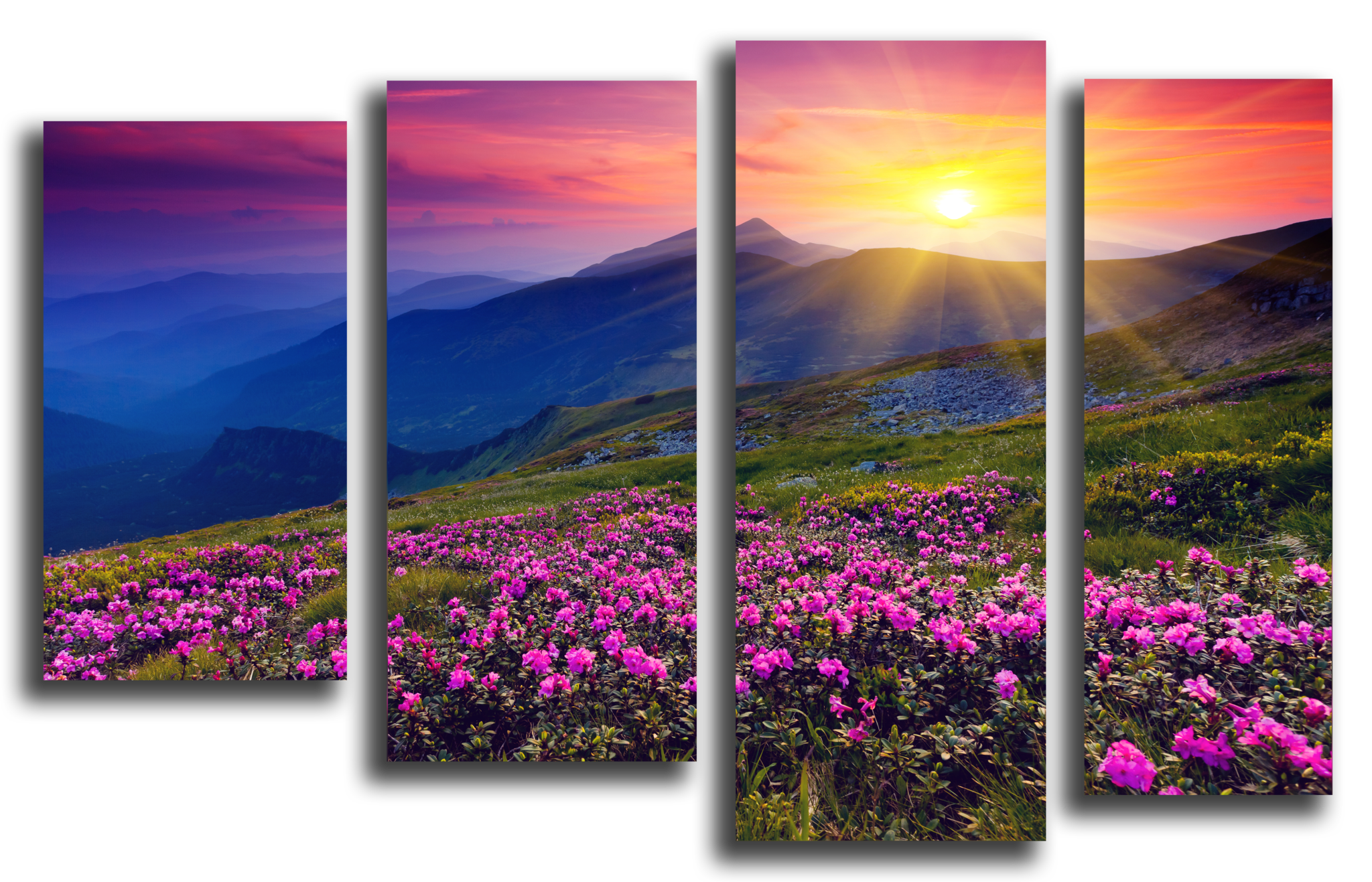 Природа Модульная картина "Рассвет в горах" М1030_М_загибы_90х61.png