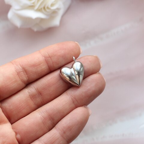 Подвеска Сердце 16 мм, родий, П899