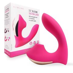 Розовый  L-образный вибромассажёр с вакуумной стимуляцией 3,5’’ Silicone Billow Suction Lover - 