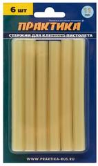 Клей для клеевого пистолета ПРАКТИКА желтый, прозрачный, 11 х 100 мм, 6шт. (641-633)