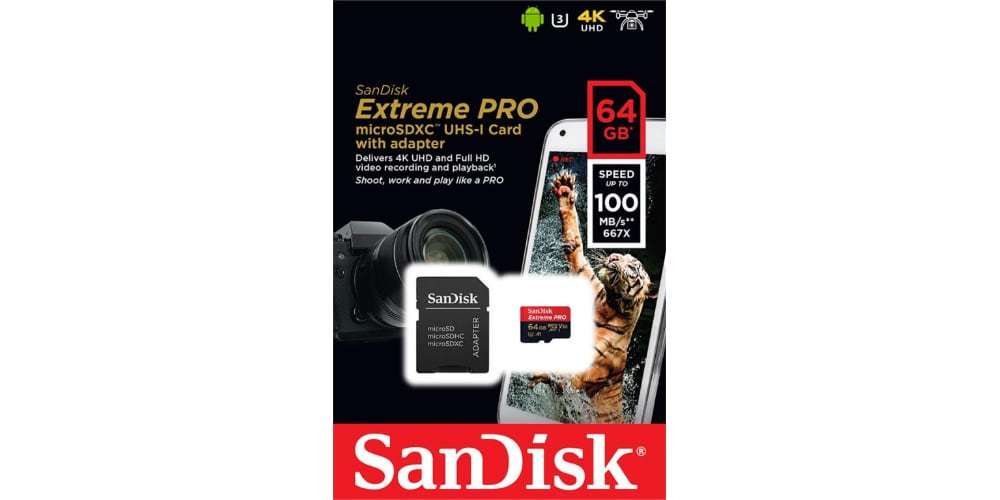 Карта памяти microsdxc 256gb sandisk class 10 uhs i a2 c10 v30 u3 extreme pro