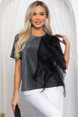 Блуза праздничная трикотажная Риана (серая) Б14617-5М LT Collection