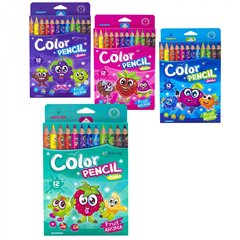 
          Карандаши цветные Yalong 12 цв, "Fruit aroma" деревян., трехгран., фрукт. аромат, заточенные, дизайн на корпусе, грифель 4,0 мм, картон.уп., европод.