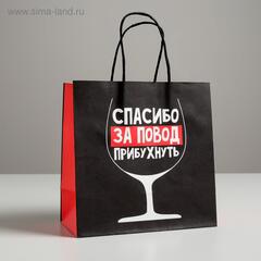 Пакет подарочный S квадратный, «Повод прибухнуть», 22*22*11см (Д*В*Ш)