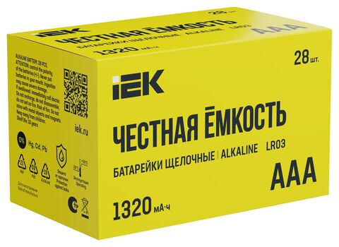 Батарейка щелоч. Alkaline LR03/AAA (28шт/бокс) IEK