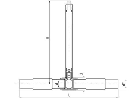 LD КШ.Ц.ПЭ.GAS.200.016.П/П.02.Н=1500мм с патрубками ПЭ-100 SDR 11 полный проход редуктор