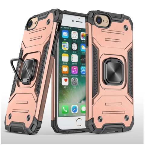 Противоударный чехол Strong Armour Case с кольцом для iPhone 6, 6s, 7, 8, SE 2020, SE 2022 (Персиковый)