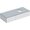 Шкафчик для накладной раковины Geberit VariForm, с двумя выдвижными ящиками, полкой и сифоном: B=120см, H=23.5см, T=51см, белый / лакированный глянцевый, белый / матовый