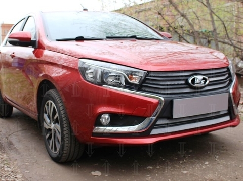 Защита радиатора Lada Vesta 2015- / Vesta SW 2017- (2 части) хром низ Стрелка