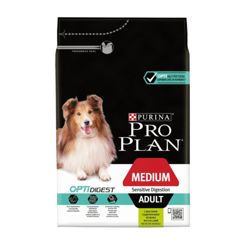 Purina Pro Plan Adult Optidigest Medium Sensitive Digestion Сухой корм для взрослых собак средних пород с чувствительным пищеварением с ягненком и рисом