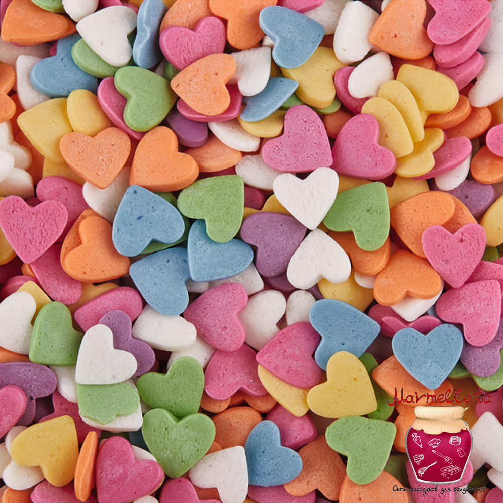Посыпка сердечки. Розовые сердечки. Посыпка сахарная сердечки красно-белые, 100 гр. Микс с сердечками посыпки. 0,75 кг) tp16106.