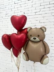 Набор шаров для девушки №438 медведь с сердцами